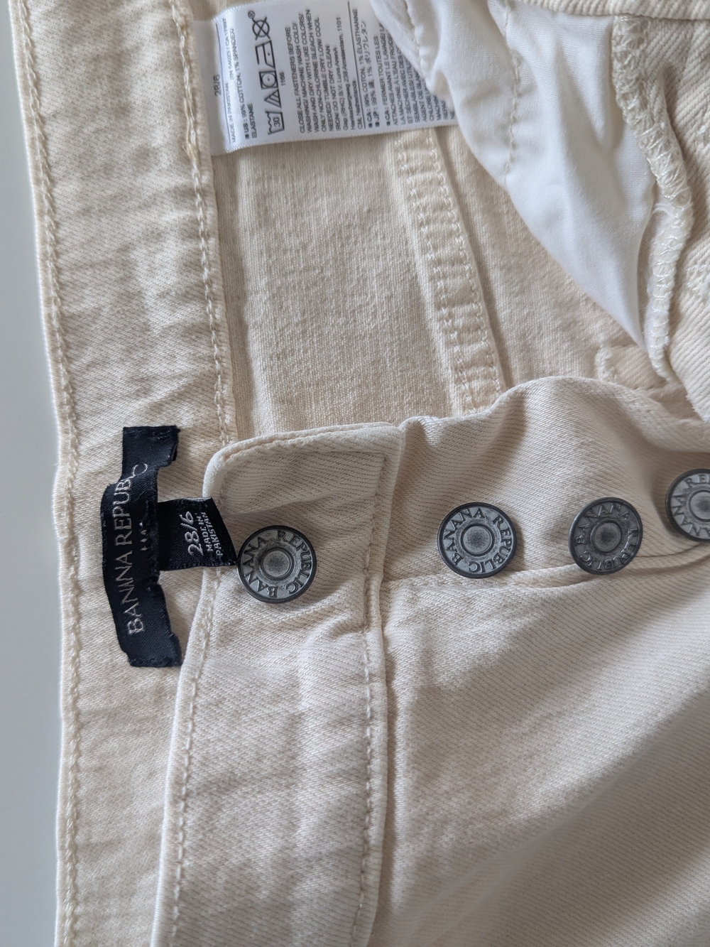 Banana Republic Cream Button-Fly Jeans